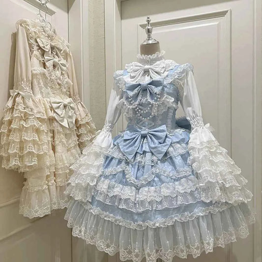 Kawaii Lovely Slim Lolita Dress Women Design Sweet Bow Sleeveless Sling Dresses Elegant Cute Pretty New Clothing