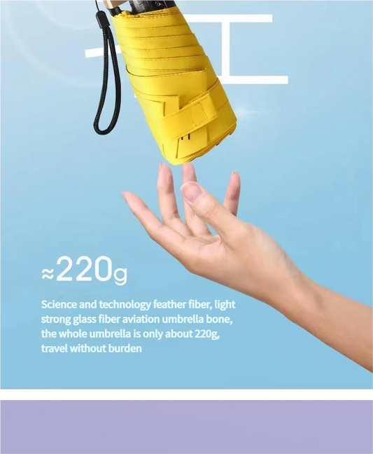 SS69 Mini Pocket Umbrella, 5-Folding UV Protection Sun Parasol