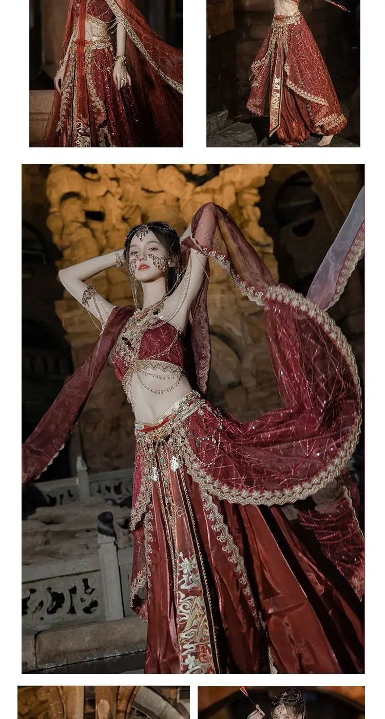 2025 chinese characteristic dunhuang feitian hanfu exotic princess folk dance suit travel photography hanfu clothes+accessories SS69