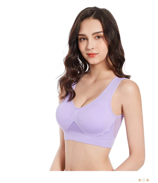 Breathable Sports Bra Top Fitness Women Brassiere Removable Padded Sport Bra Running Gym Seamless Push Up Bras SS69