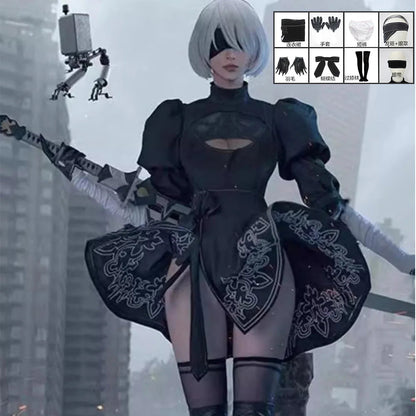 8PCS Nier Automata Cosplay Costume Yorha 2B sexy Outfit Games Suit Women Role Play Costumes Girls Halloween Party Fancy Dress SS69