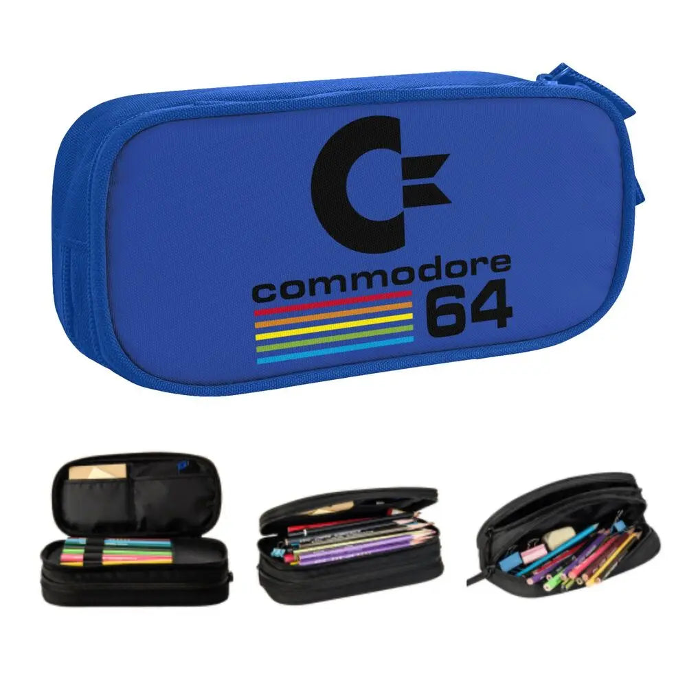 Custom Kawaii Retro Commodore 64 Pencil Case for Girls Boys C64 Amiga Computer Large Capacity Pen Box Bag Stationery SS69