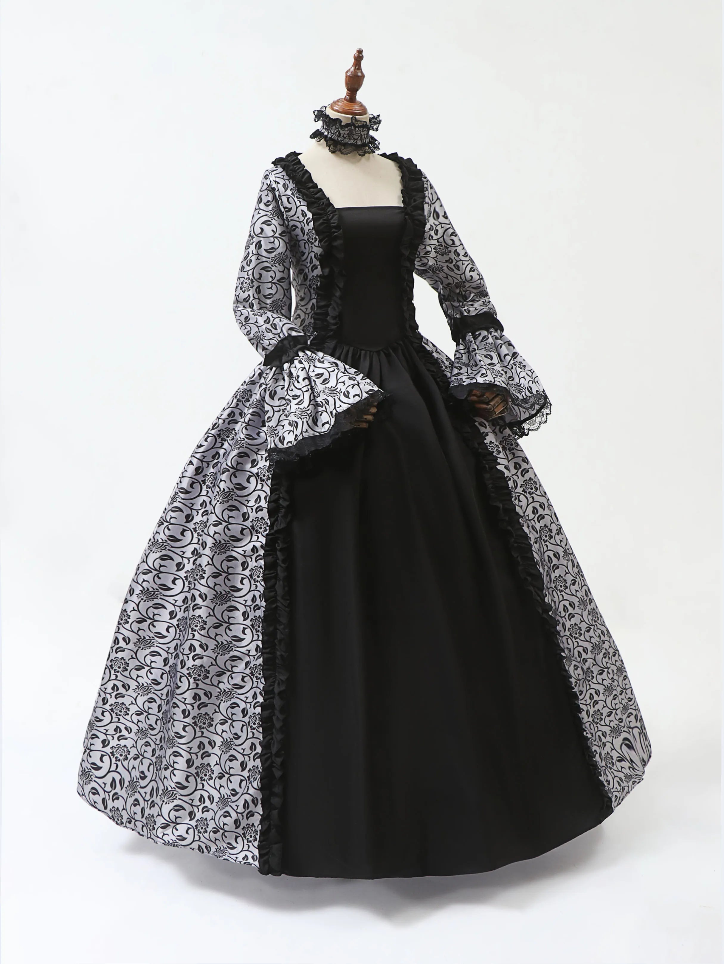 Cosplay Marie Antoinette Dress Medieval Flare Sleeve Victorian Party Formal Gown Renaissance Gothic Floral Robe