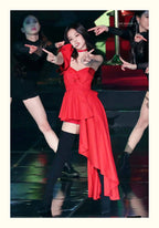 Jennie Stage Red Dress Cosplay Costume for Women