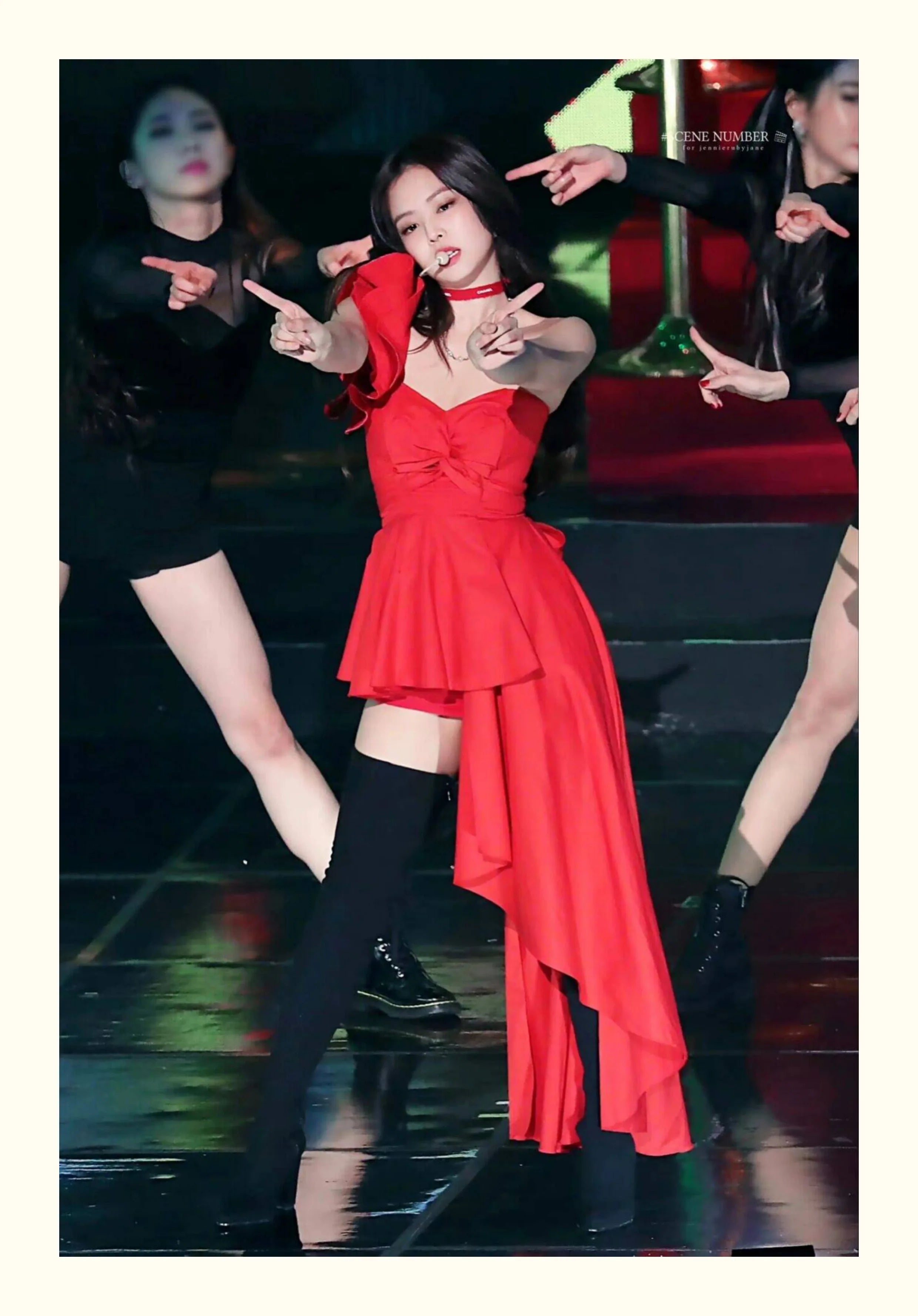 Jennie Stage Red Dress Cosplay Costume for Women