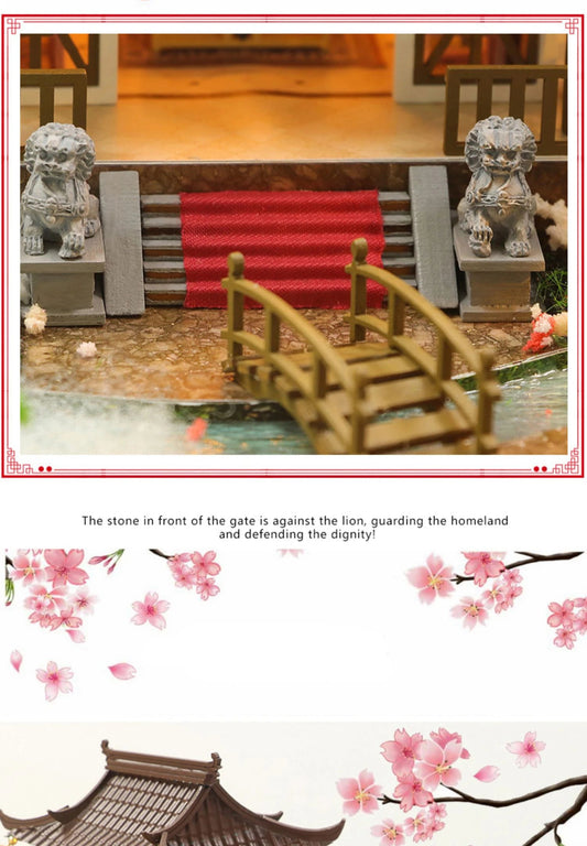 DIY Wooden Chinese Ancient Casa Miniature Building Kits Bookend With Lights Assembled Bookshelf Home Decoration Friends Gifts SS69