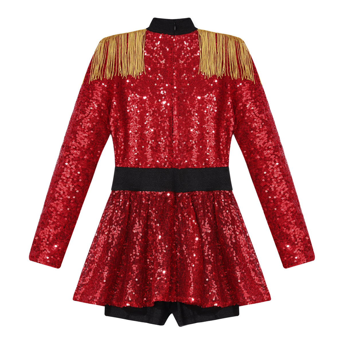 inlzdz Women's Circus Ringmaster Costume Sequin Tassel Leotard Dress