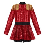 Inlzdz Women's Sequin Tassel Ringmaster Leotard Dress