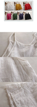 Summer Simple All-match Top Loose Thin Camisole Solid V-neck Vest Women Clothing Sleeveless Casual Highstreet Holiday T-shirt