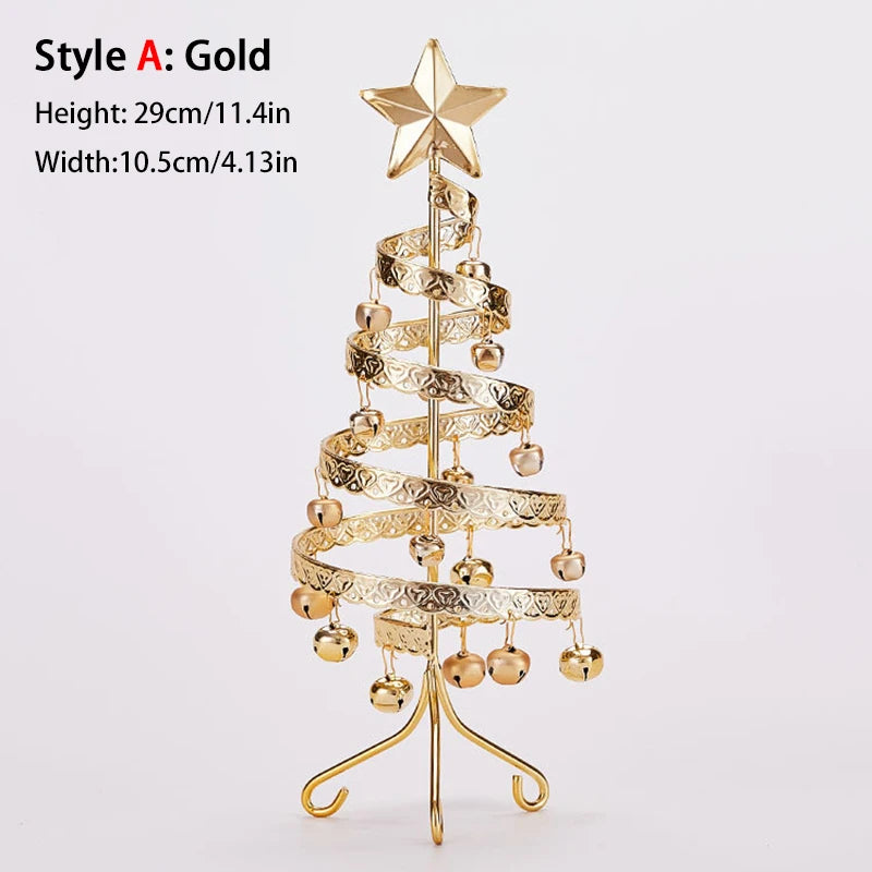 Iron Lace Christmas Tree Mini With Bell Star Desktop Ornament Ornament New Year Christmas Eve Gift Celebrate Party Xmas 2026