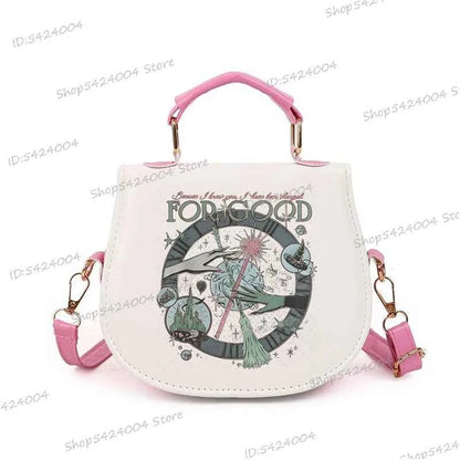 Classic Wicked Change for Good Women Crossbody Bag Fashionable Cartoon Witch's Wand Zipper Shoulder Bag Girl Funny Handbag Gift