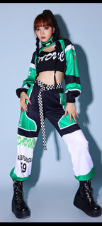 Green K-POP Jazz Dance Costume Set for Women