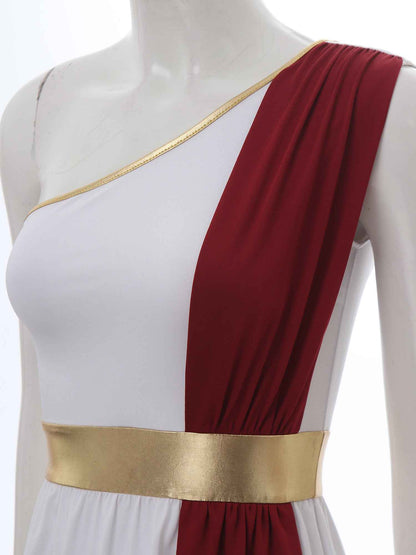 Womens Ancient Greek Princess Dress Goddesses Toga Costume for Halloween Carnival Party Deity Queen Cosplay Chiffon Robe Gown