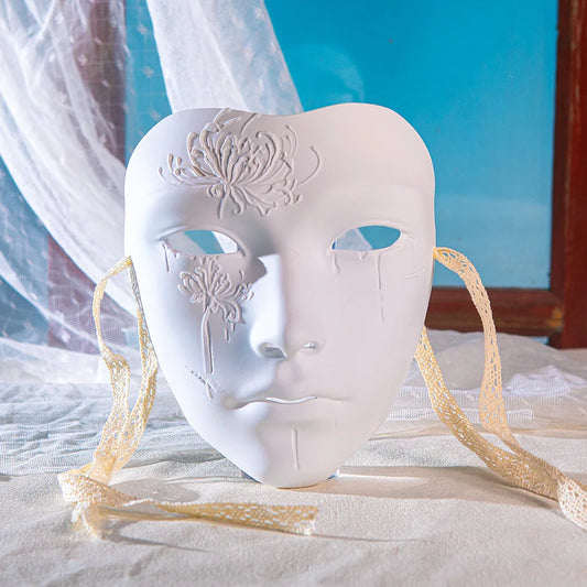 SS69 Ancient Style Full Face Mask, White Retro Hanfu Costume Prop for Adults