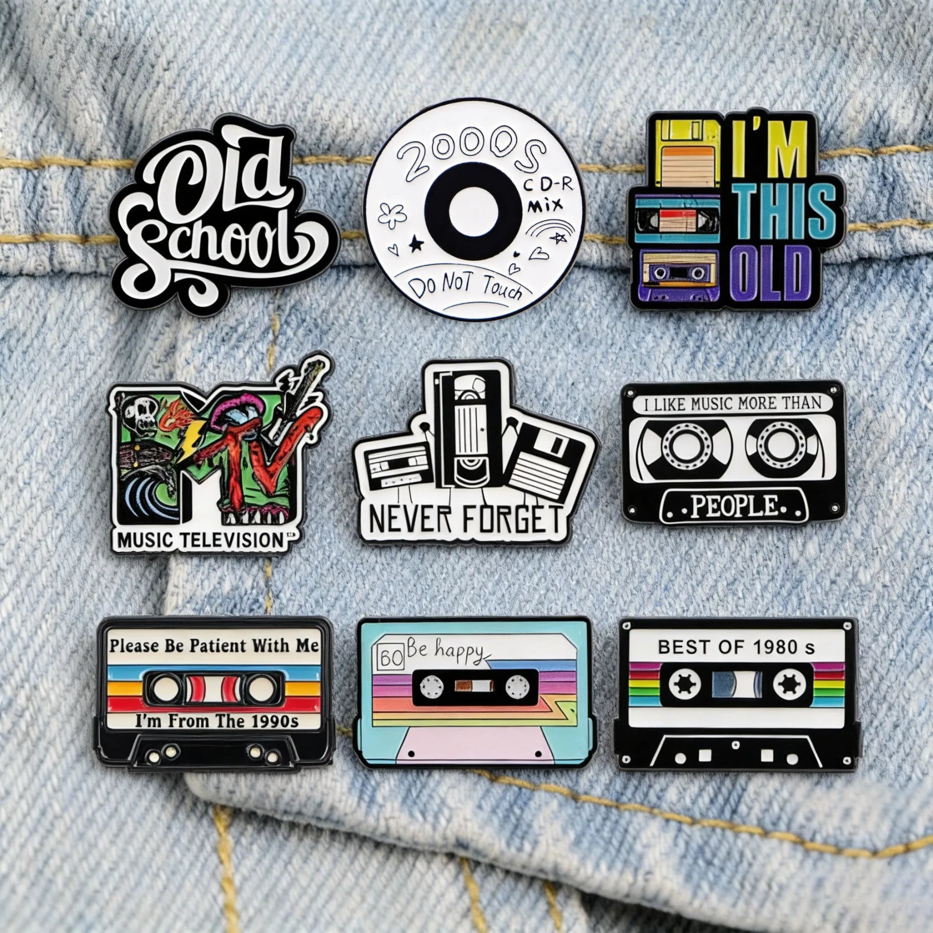 Vintage Cassette Tape Enamel Brooch Pin Retro 80s 90s