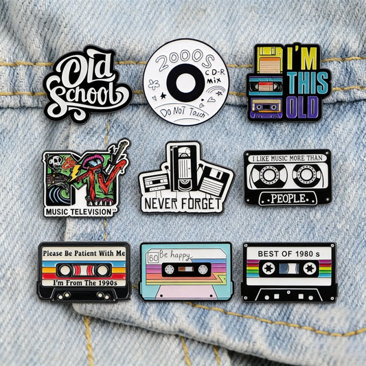 SS69 Vintage Cassette Tape Enamel Brooch Pin Retro 80s 90s Metal Lapel Pin