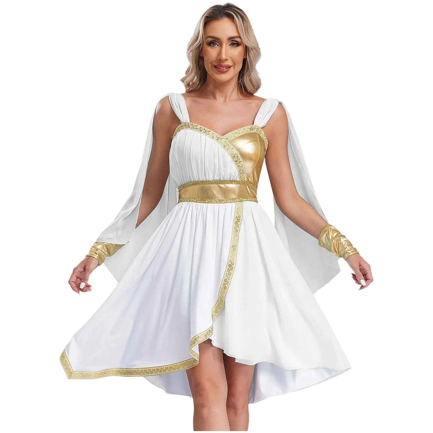 SS69 Women Ancient Greek Goddess Cosplay Costume Chiffon Sleeveless Dress