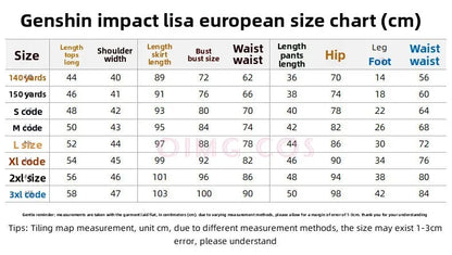 Lisa Cosplay Costume Genshin Impact Adult Carnival Uniform Anime Halloween Costumes Women Game