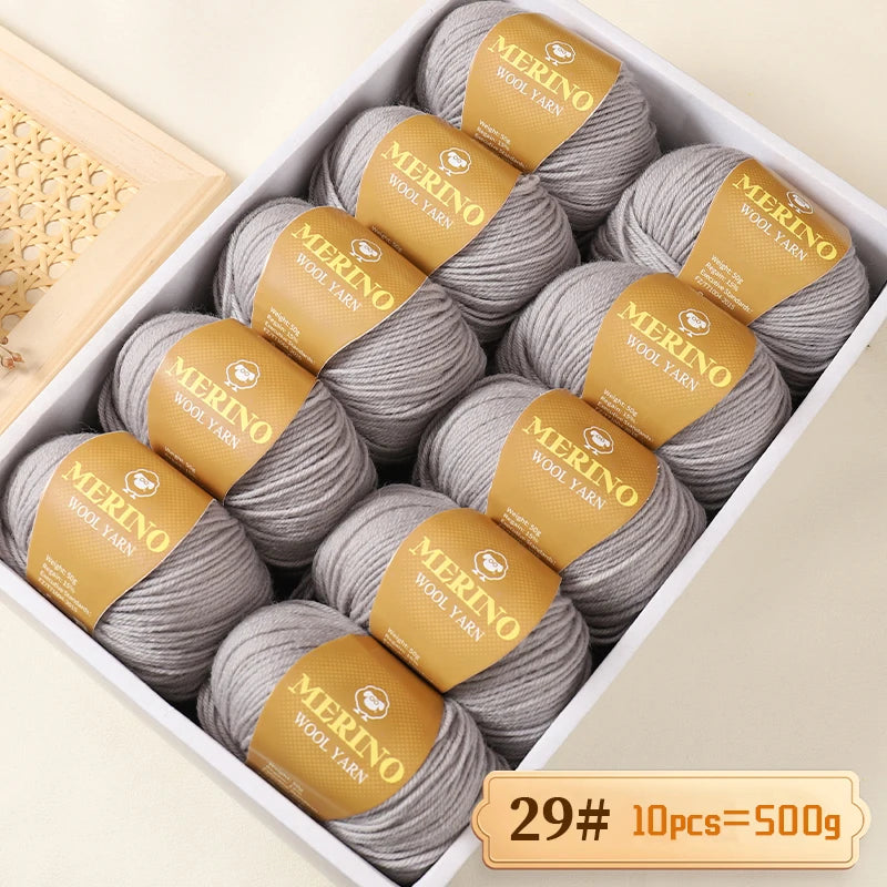 500g of High-Quality 212 Medium-Fine Alpaca Wool Yarn, Suitable for Knitting Sweaters, Scarves, and Hats, 10 Skeins/Pack