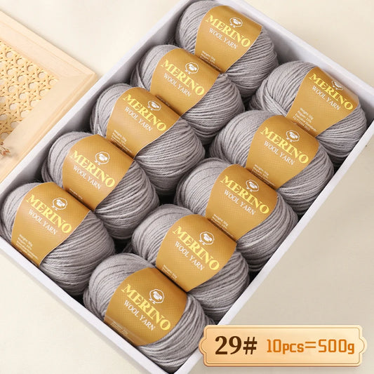 500g of High-Quality 212 Medium-Fine Alpaca Wool Yarn, Suitable for Knitting Sweaters, Scarves, and Hats, 10 Skeins/Pack