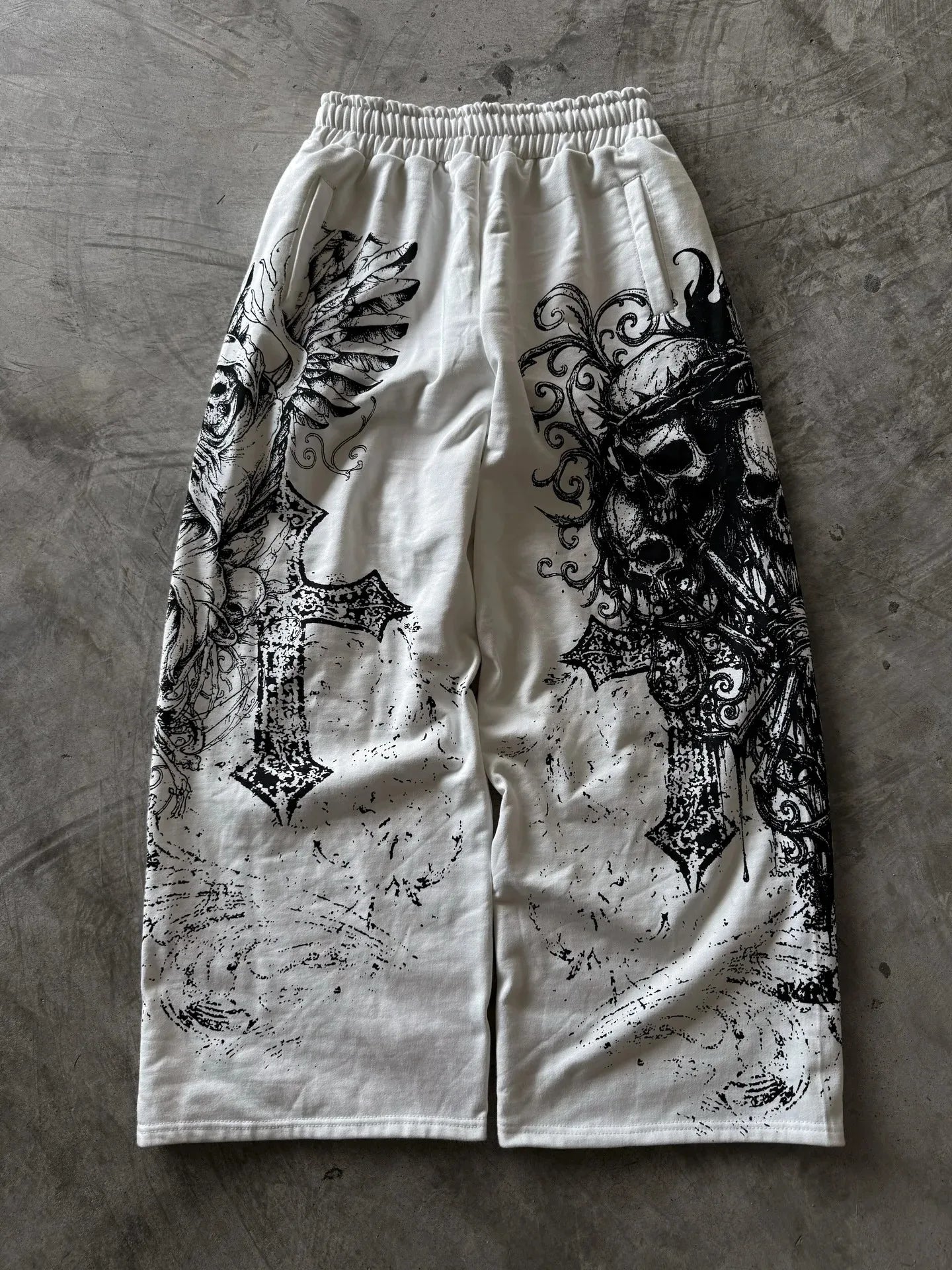 Equinox Flower Japanese Leisure Pants Manga Printing Men Women Slacks Trousers Y2K Gothic Wide Pants
