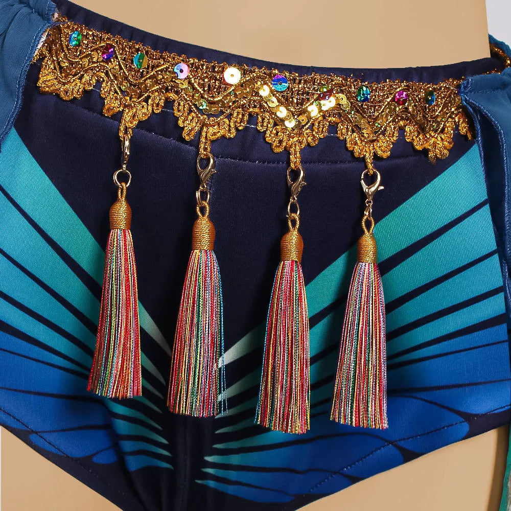 Britney Slave Costume Blue Stage Performance Dress Dance With Snake Bra Shorts Skirts Suit Women Halloween Carnival Party Suit