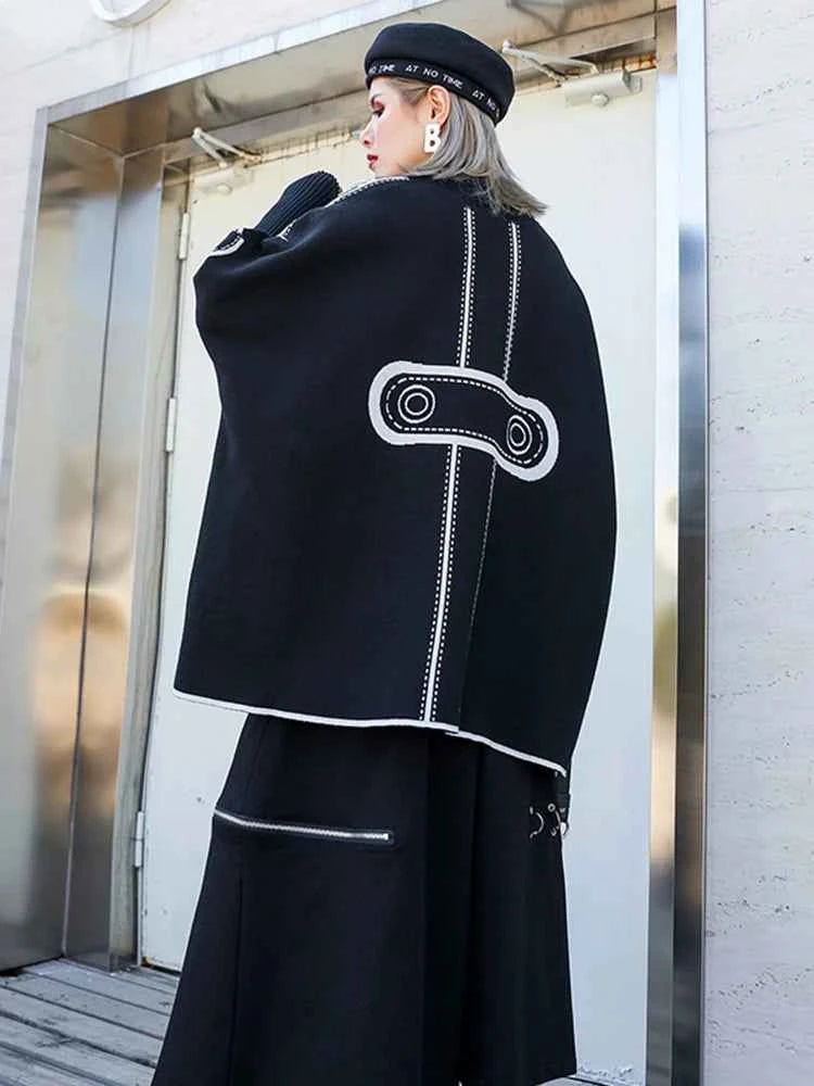 [EAM] Both Side Wear Big Size Knitting Sweater Turtleneck Long Sleeve Women Pullovers New Fashion Autumn Winter 2025 1DE3629