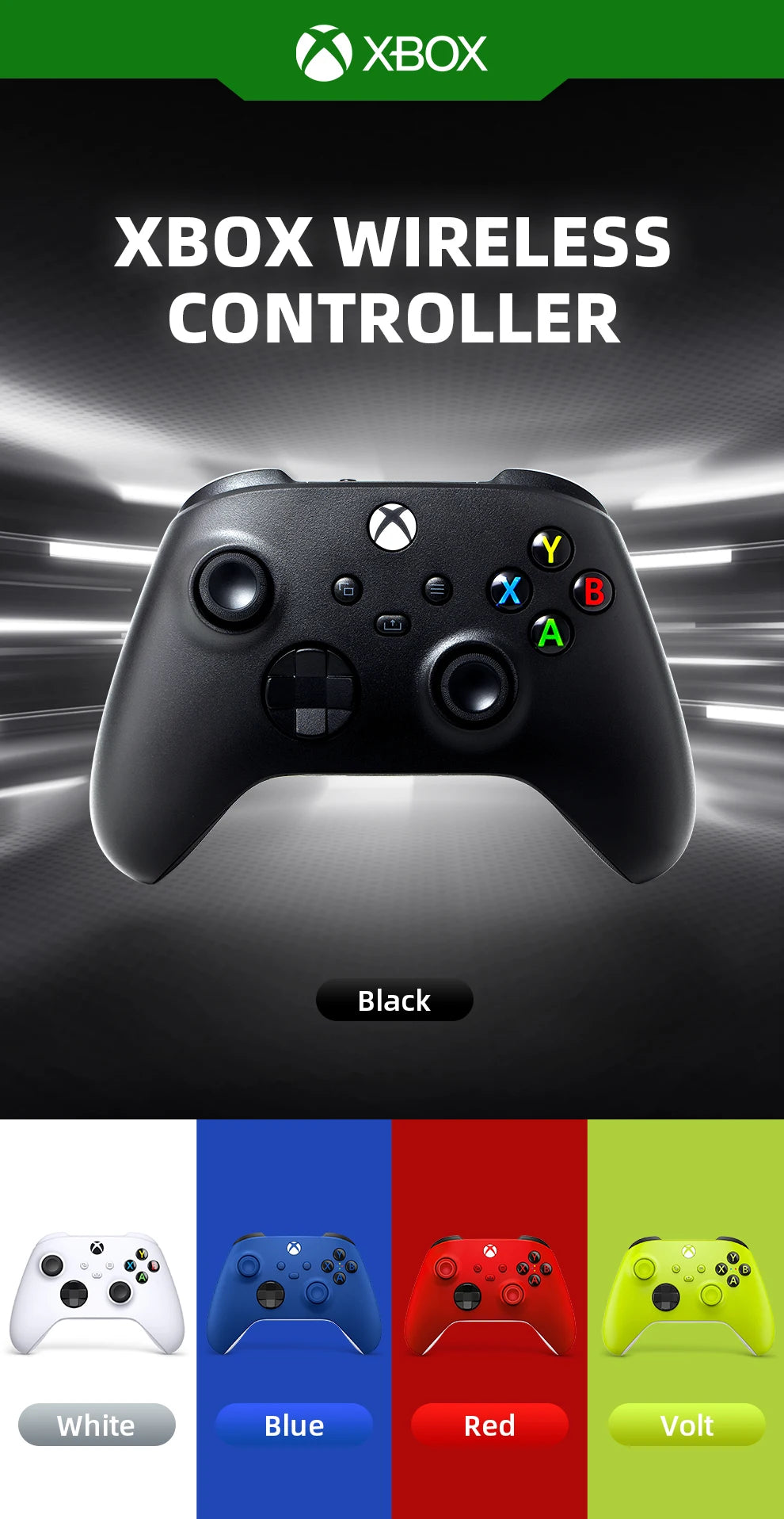 Microsoft Xbox Core Wireless Controller -  Pulse Cipher/ White/Black- for Xbox Series S X XSS XSX Xbox One Controller SS69