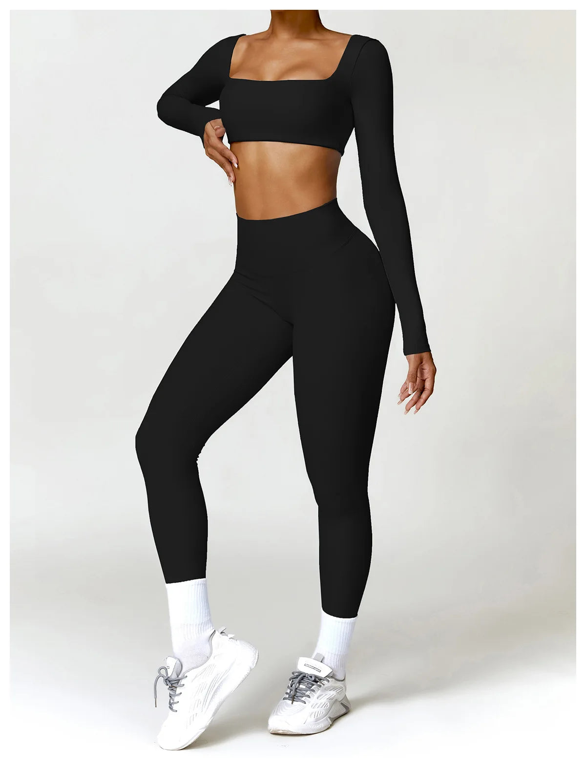 2PCS Yoga Suit Sports Set Women Quick-Drying Gym Set Women Tracksuit Running Workout Long Sleeve Sports Shirt Yoga Clothing SS69