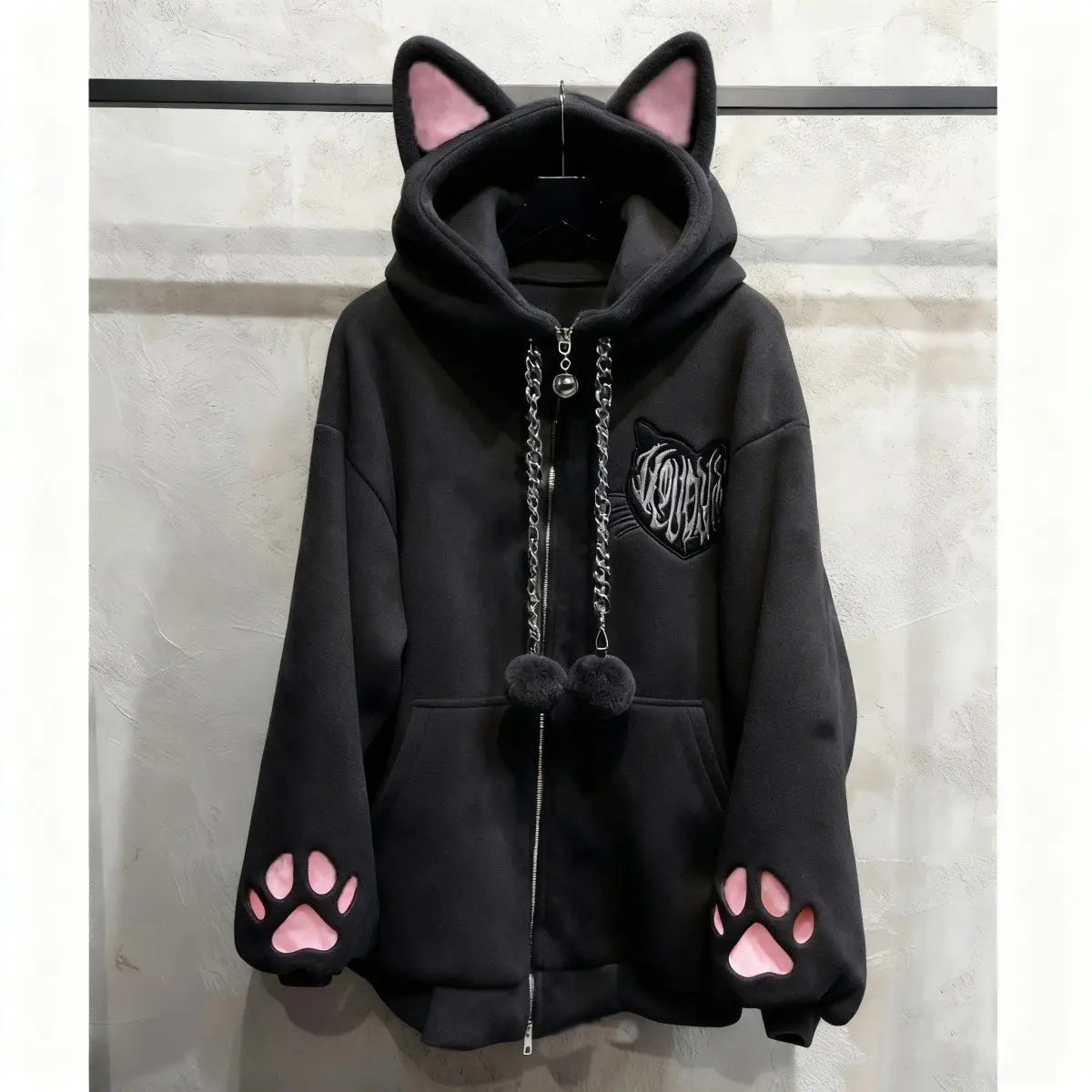 Thicked Women Jackets Cute Cat Ear Hooded Long Sleeve Punk Outerwear Fashion Casual Warm Coats 2025 Ropa Mujer Japanese Y2k Tops