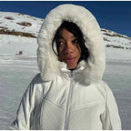 Fashion Solid Warm Ski Suit Women's Hood Fur Trim Full Sleeves Belt Coats High Waist Pants 2025 Winter Lady Windproof Tracksuit