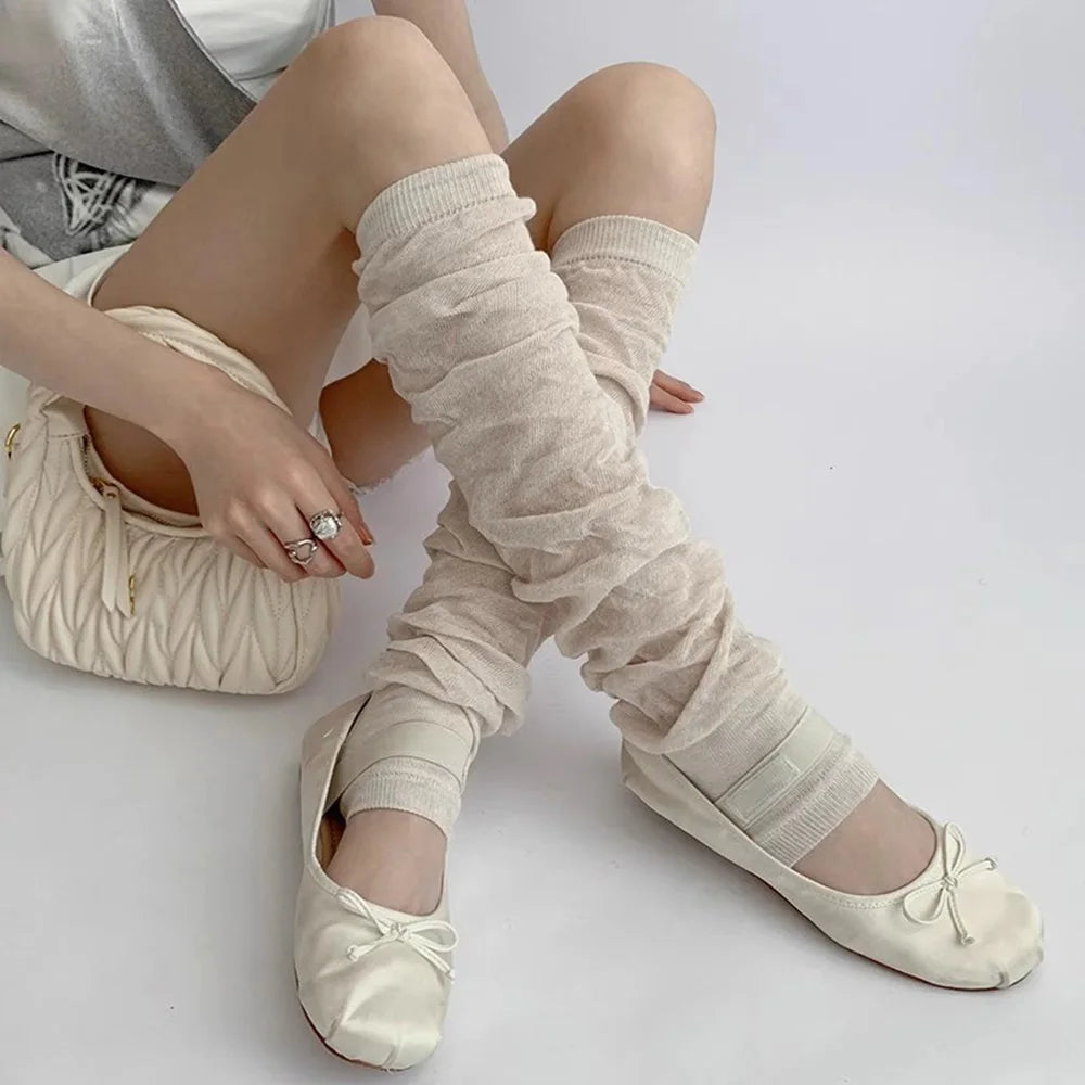 2024 Lolita Leg Warmers Women's Long Socks Wool Knitted Foot Cover Arm Warmer Y2K Autumn Winter Crochet Heap Socks Boot Cuffs SS69 10.69 Apricot