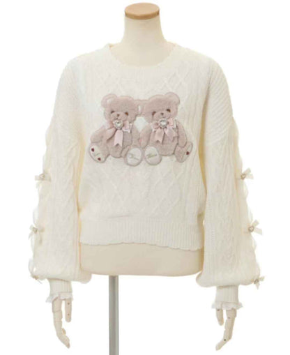 Mine Style Autumn and Winter Classic Cartoon Bear Sweater Lady Girls Sweet Round Neck Loose Sweater Japanese Liz Knit Tops