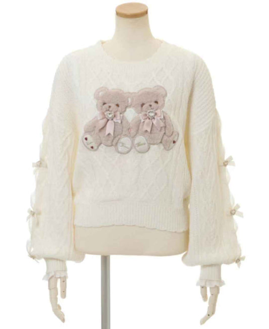 Mine Style Autumn and Winter Classic Cartoon Bear Sweater Lady Girls Sweet Round Neck Loose Sweater Japanese Liz Knit Tops