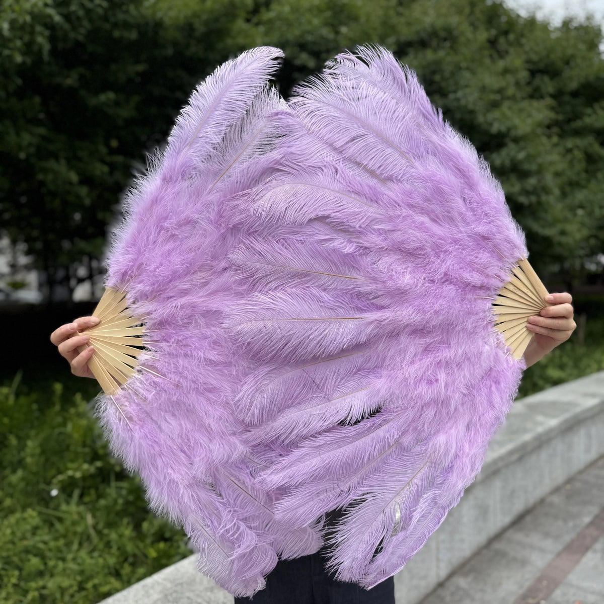 Large Ostrich Feather Fan 130cm - Carnival & Stage Performance