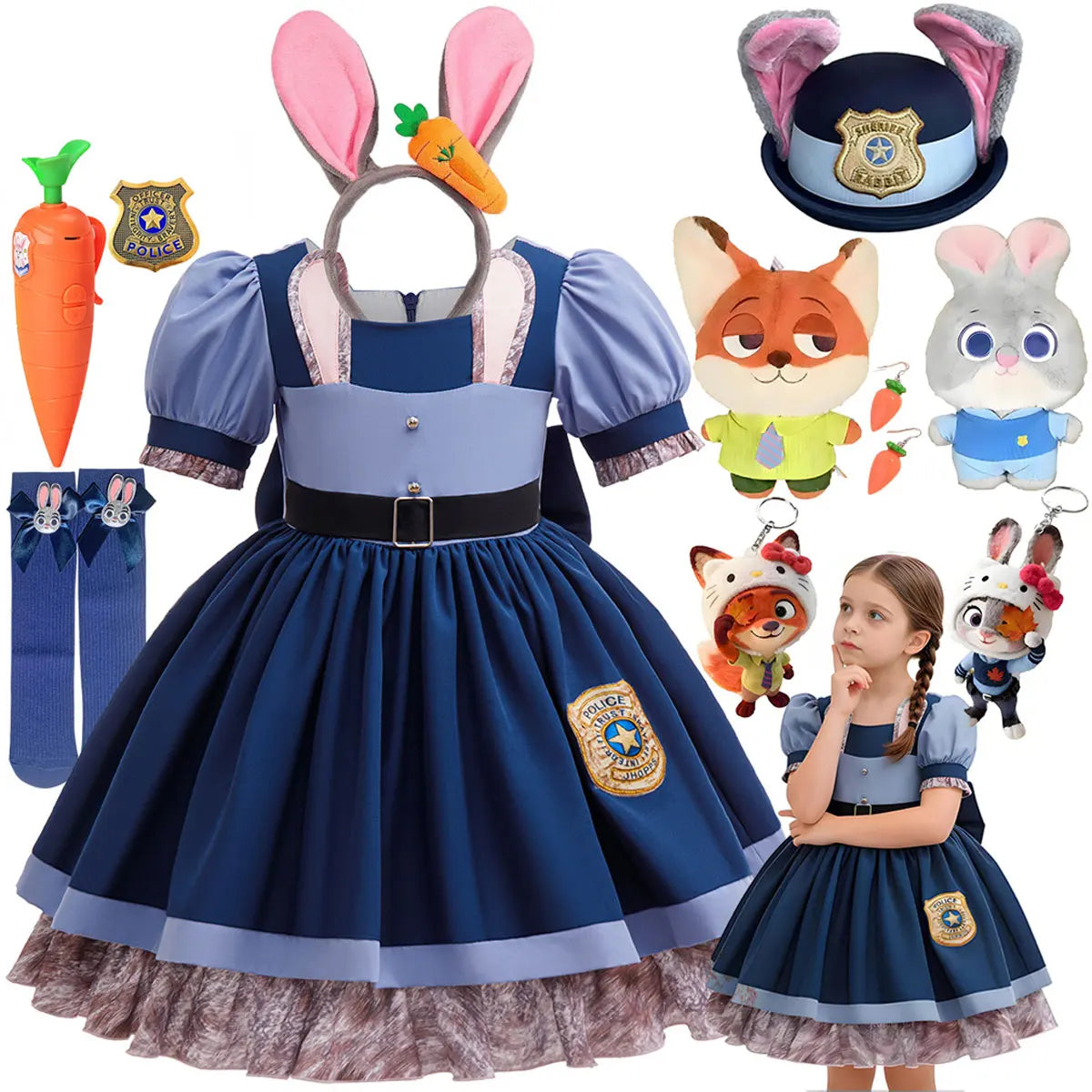 Disney Judy Hopps Zootopia 2 Police Officer Dress for Girls