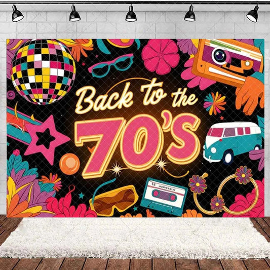 Retro Back to the 70s 80s 90s Backdrop Music Party Decorations Neon Light Graffiti Tapes Disco Background Photo Studio Supplies