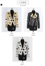 Nerazzurri Women's Faux Leather Jacket with Rivets & Hollow Out Detail