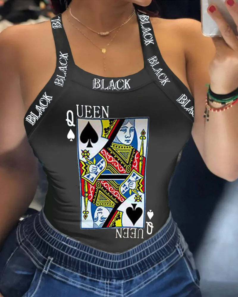 Summer Ladies Harajuku Shirts Slim Fit Polyester Sleeveless Top Tshirts Tank Tops Women U Neck Letter Print Lips Vest SS69