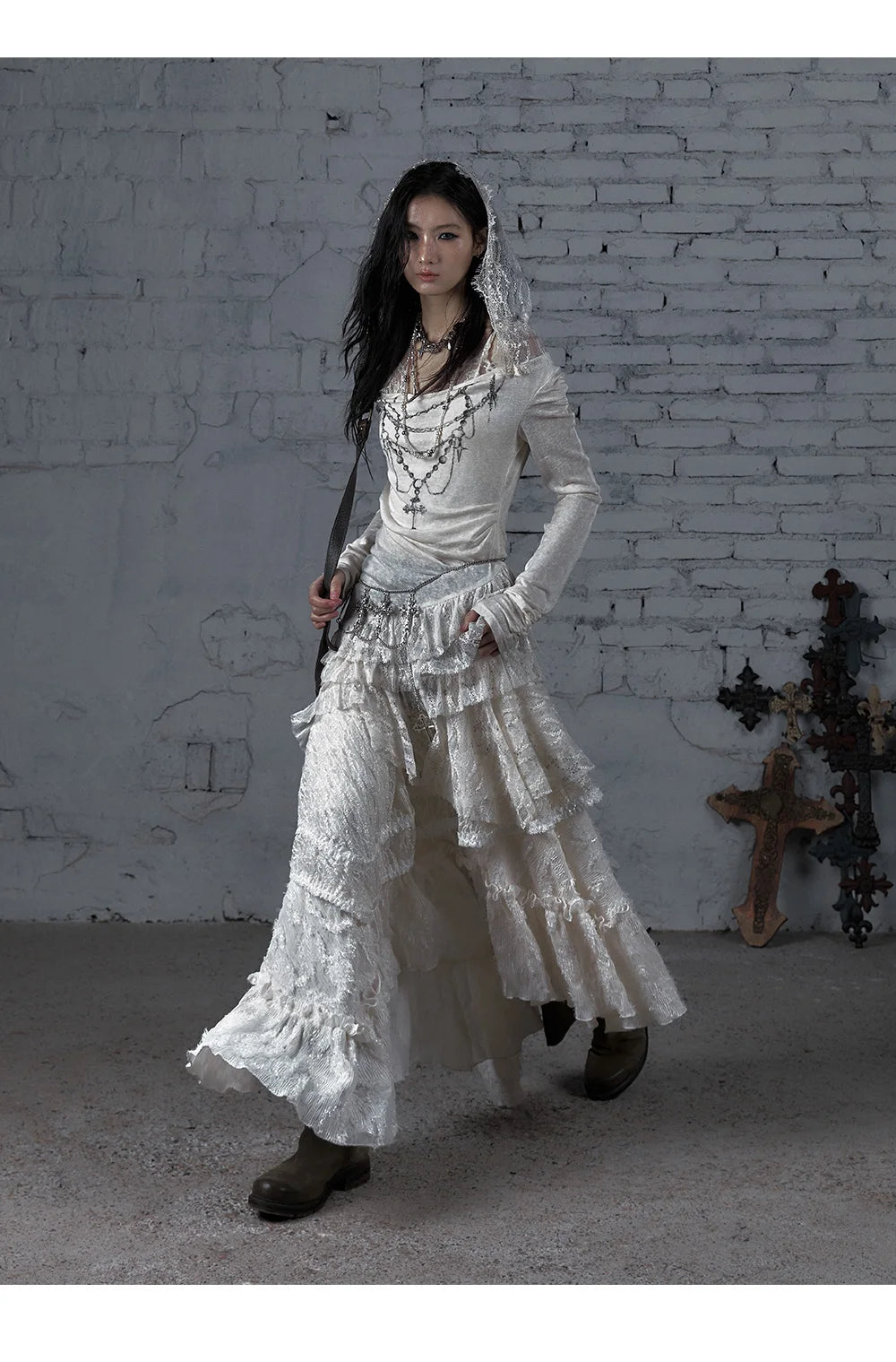 NO ROMANCE Fairy Sexy Punk Printing Half Transparent Lace Patch Knitted Long Sleeve Hooded Dresses Rock Gothic Design Vestidos SS69