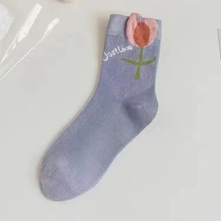 Fashion Harajuku Retro Floral Vintage Socks Woman Novelty Ethnic Elegant Cotton Casual Breathable Ladies Girls Dress Sox Autumn SS69 8.69 LYYZ11H4 / 35 - 40