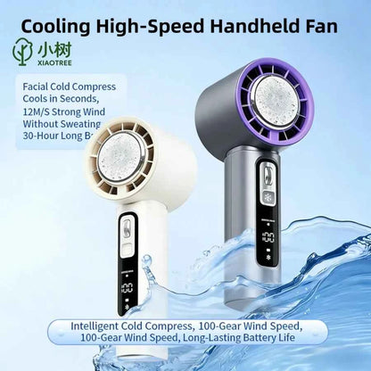Outdoor Portable Mini Fan Handheld Fan with LED Display Semiconductor Refrigeration 100 Wind Speeds USB Rechargeable Battery Fan