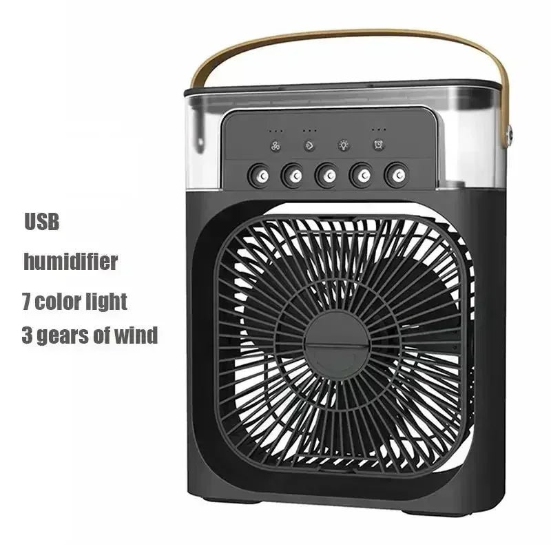 New 3 In 1 Fan AIr Conditioner Household Mini Air Cooler LED Night Light Portable Humidifier Air Adjustment Fan Office Home Fan SS69 17.69 black