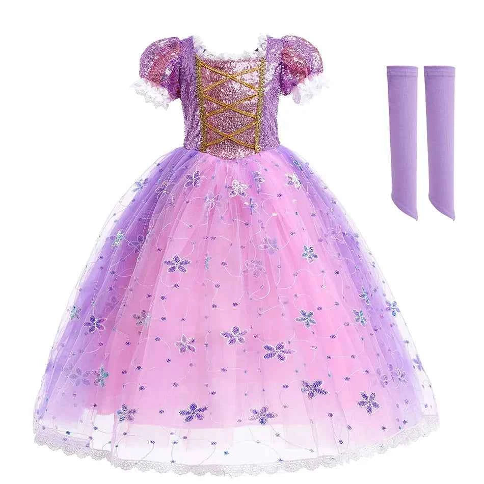 Girls Elsa Anna Dress Children Princess Carnival Dress Kids Jasmine Rapunzel Pageant Flower Disguise Birthday Cosplay Costume