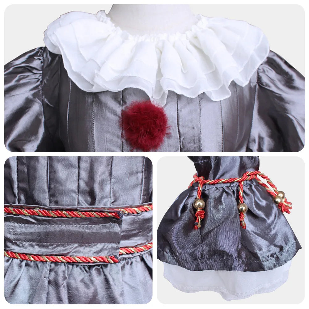 Cosplay Costume Clown Pennywise Suit Movie Stephen King It Joker Costume Golden Silver Halloween Outfit
