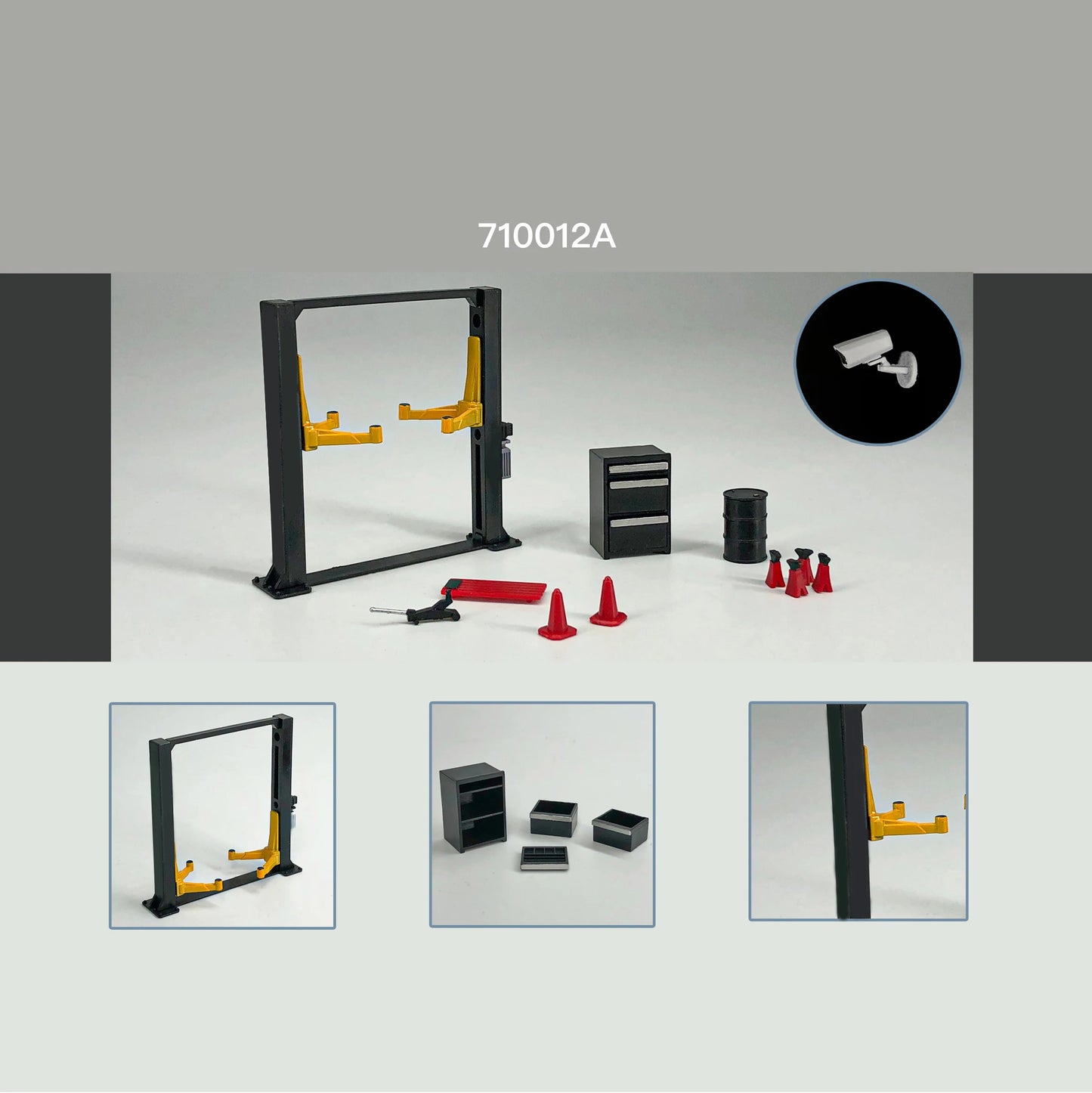 SS69 1/64 Scale Diecast Car Garage Diorama with LED Lighting and Dust Door