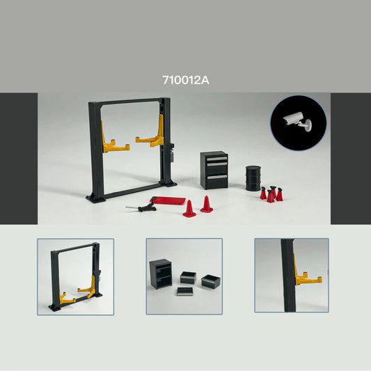 SS69 1/64 Scale Diecast Car Garage Diorama with LED Lighting and Dust Door