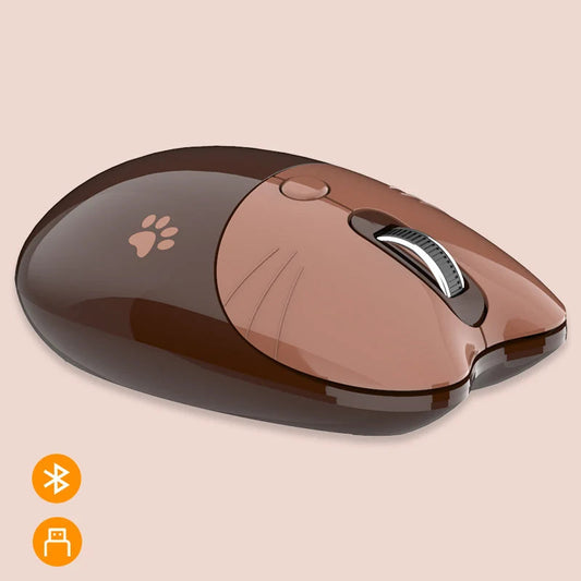 Pink Wireless Cute Meow Mouse Cartoon Silent Optical Ergonomic 1600DPI Mause Computer USB Gamer Mice For Laptop PC Gifts SS69 22.69 Dual Mode Coffee