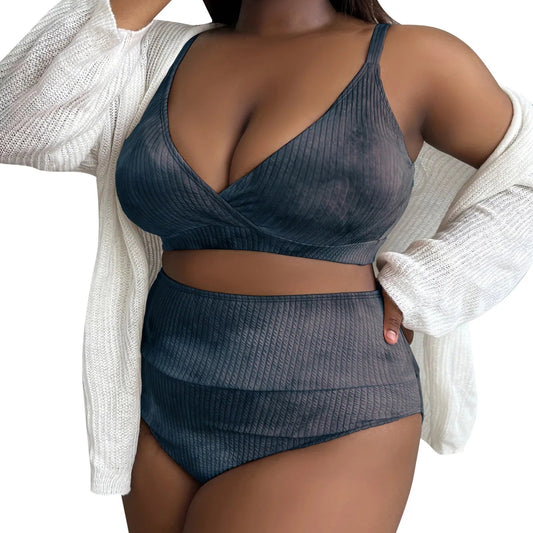 Plus Size Swimsuit Women Big Breast Bikini Set 2024 Sexy Two Pieces Bikinis High Waisted Swimwear Brazilian Bathing Suit SS69