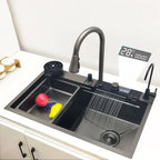 CKWS 304 Stainless Steel Waterfall Kitchen Sink with LED Display